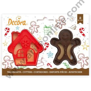 CAKE DECOR™ 2 pcs Gingerbread Man & House Plastic cutter | Christmas cookie Cutter