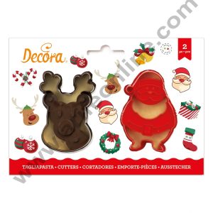 CAKE DECOR™ 2 pcs Santa Claus and Reindeer Plastic Cookie Cutter Set | Christmas cookie Cutter