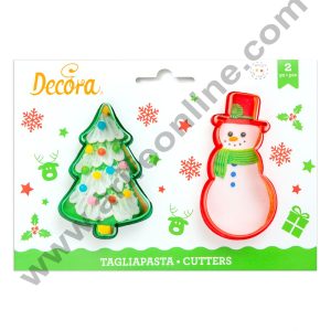 CAKE DECOR™ 2 pcs Snowman & Christmas Tree Cookie Cutter Set | Christmas cookie Cutter