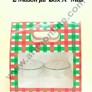 Cake Decor 2 Mason Jar Paper Carry Bags Christmas Theme Red & Green  - Medium (10 Pcs)