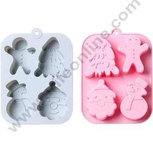 CAKE DECOR™ 4-Cavity Christmas Character Silicone Chocolate Mold - G389