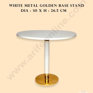 CAKE DECOR™ White Metal Cake Stand with Golden Base | Dessert Stand | Cupcake Stand