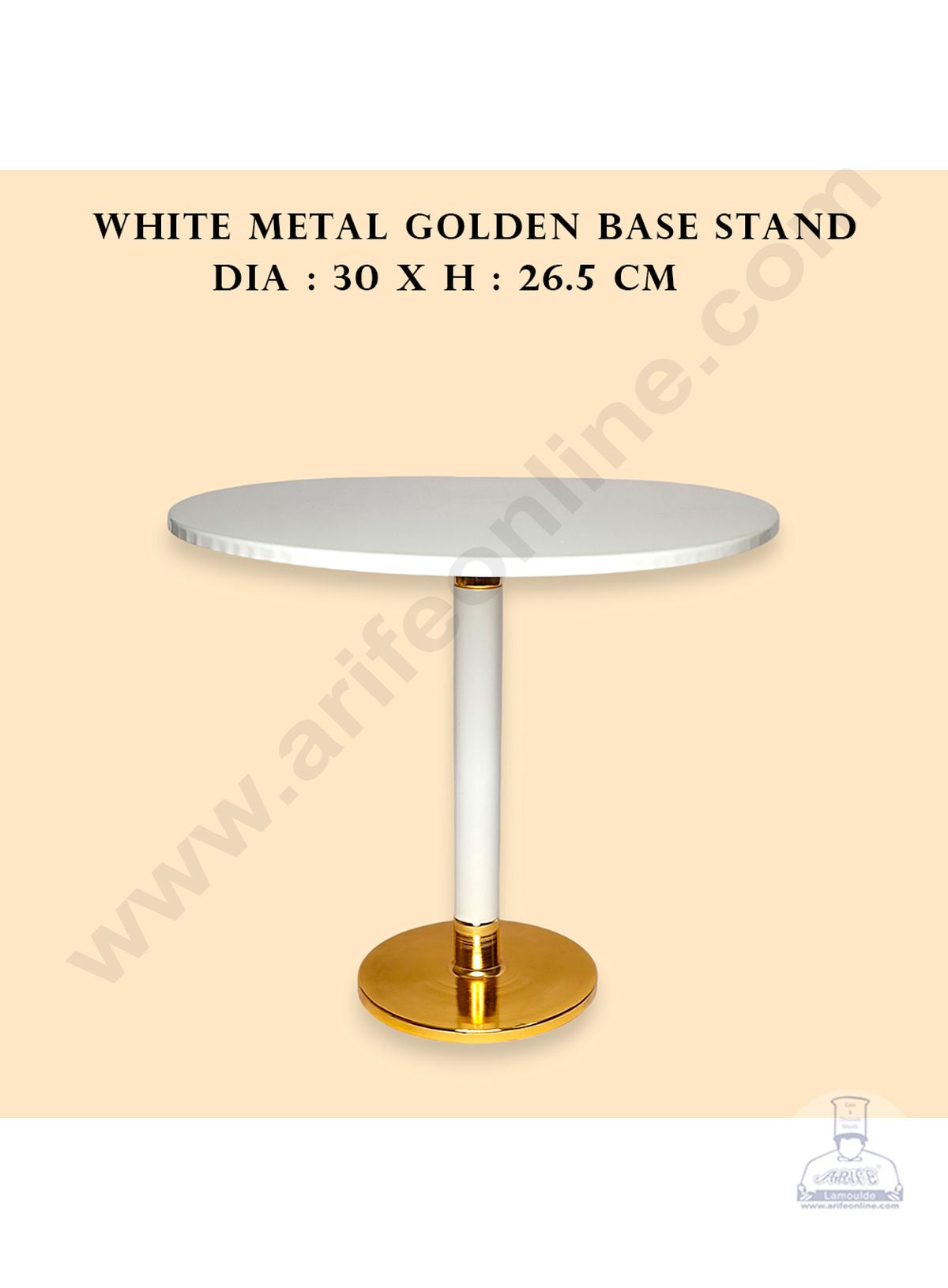CAKE DECORβ’ White Metal Cake Stand with Golden Base | Dessert Stand | Cupcake Stand