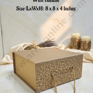 CAKE DECOR™ Golden Folding Hard Hamper Box With Handle | Gift Box | Present Box - 1 Pc | SBBX-HFFB-Gold|