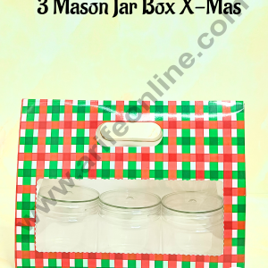 Cake Decor 3 Mason Jar Paper Carry Bags Christmas Theme Red & Green - Large (10 Pcs)