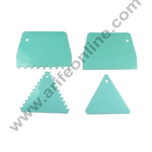 CAKE DECOR™ 4pc Plastic Dough Scraper & Cake Decorating Tool Set | Fondant Smoother, Icing Spreader & Cutter