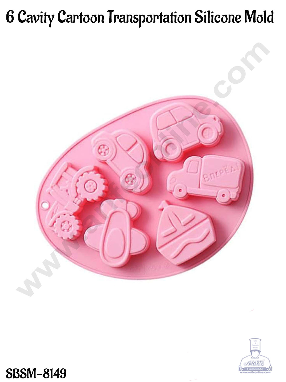 CAKE DECOR™ 6 Cavity Cartoon Transportation Silicone Mould | Cars Chocolate Mold