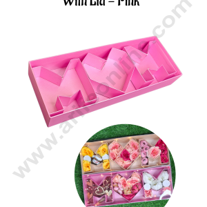 Elegant Mothers Day Pink MOM Monogram Flower Gift Box with Transparent Lid (Pink) - CAKE DECORβ’