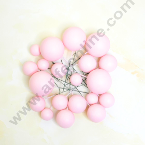 CAKE DECOR™ Matte Pastel Baby Pink Faux Ball Topper For Cake and Cupcake Decoration - 20 pcs Pack