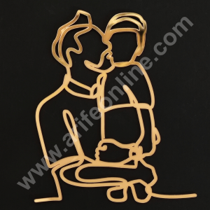 Fathers Day Father Son Duo Golden Acrylic Cake Topper - Cake Decorβ’