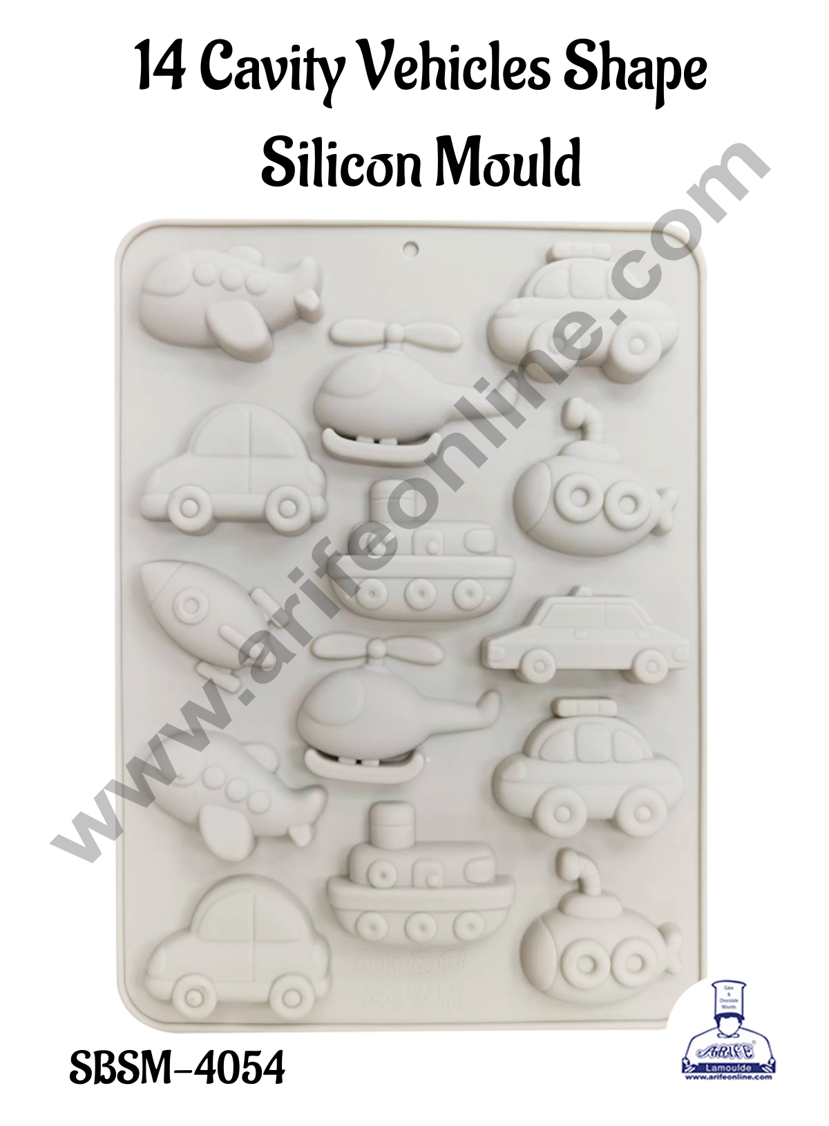 CAKE DECOR™ 14 Cavity Vehicles Shape Silicon Mould | Cars , Helicopter,Ship Chocolate Mold