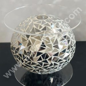 CAKE DECOR™ Silver Crystal Glass Mosaic Disco Ball Cake Spacer For Cake and Cupcake Decoration - 6 X 6 inch