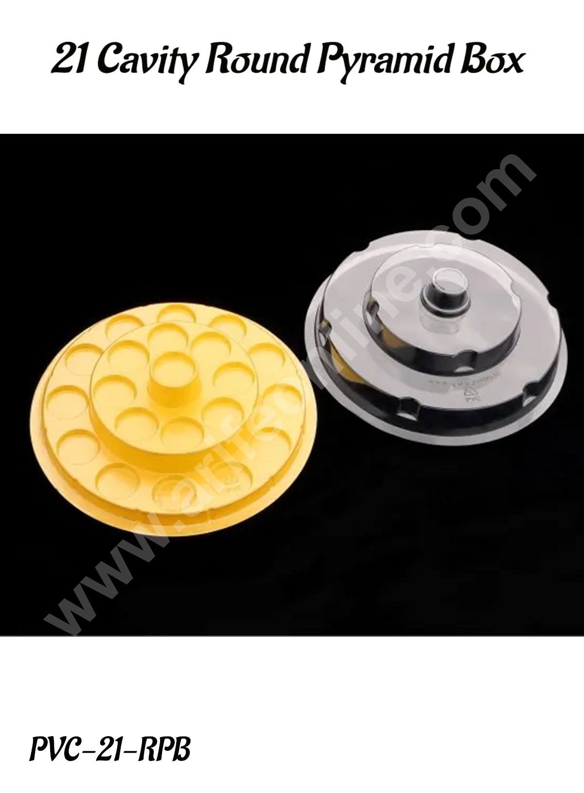 CAKE DECORβ’ 21 Cavity PVC Golden Pyramid Round Box | Hamper box - 1 Piece