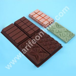 CAKE DECOR™ 4 in 1 Deep Kunafa Chocolate Geometric & Classic Design Silicone Mould | Pistachio Kunafa Chocolate Bar Mould (Design-15)