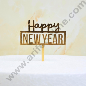 CAKE DECOR™  3 inch Acrylic Stylish Happy New Year Cutout Cake Topper Cake Decoration | 10 piece pack (SBMT - 6034)