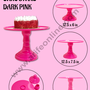 CAKE DECOR™ Adjustable Plastic Cake Stand | Cupcake Stand | Display Stand - Dark Pink