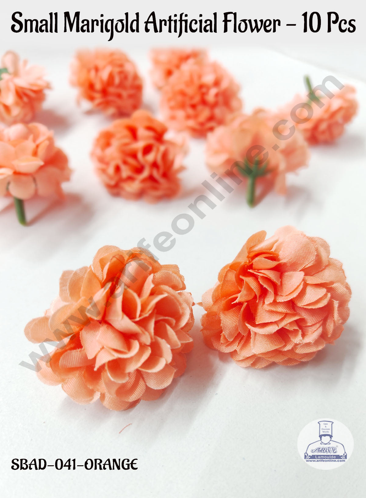 CAKE DECORβ’ Small Marigold Artificial Flower For Cake Decoration β Orange( 10 Pcs Pack )