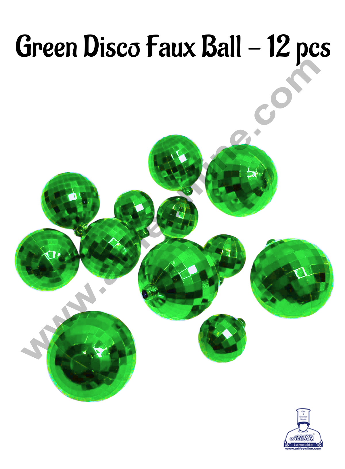 CAKE DECORβ’ Plastic Green Disco Faux Balls Topper For Cake Decoration - (12 pcs Pack)