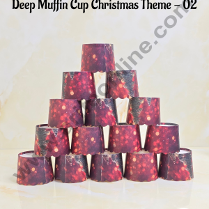 CAKE DECOR™ Deep Muffin Cup Christmas Theme | Muffin Cupcake Liners (50Pcs Pack) Design-02