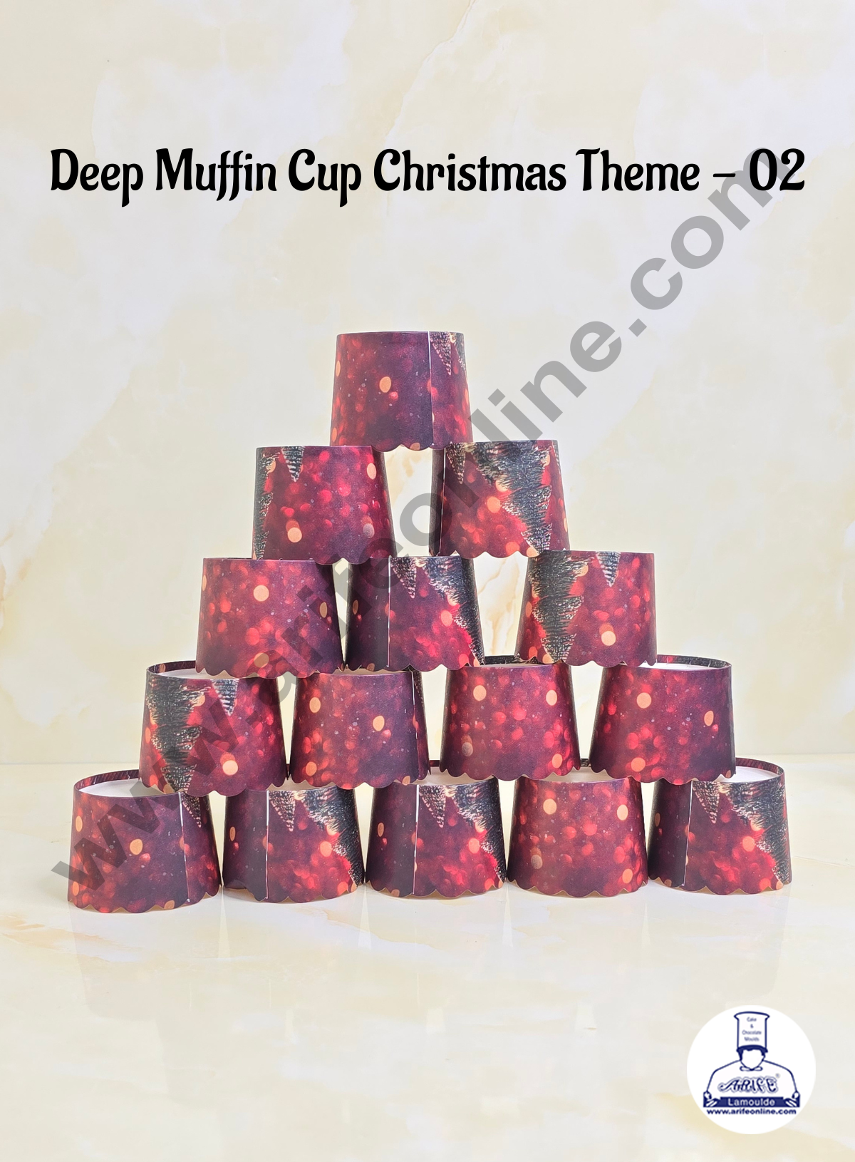 CAKE DECORβ’ Deep Muffin Cup Christmas Theme | Muffin Cupcake Liners (50Pcs Pack) Design-02