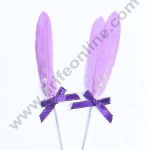 2 Pcs Purple Shade Feather Topper For Cake Decoration - CAKE DECOR™