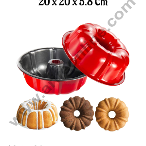 CAKE DECORβ’ Small Non-Stick Bundt Cake Mould with Stylish Red Coating - 20 x 20 x 5.8 Cm
