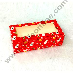 CAKE DECORβ’ Red Christmas design 2 Cavity Brownie Boxes with Clear Window Christmas Theme | Brownie Carriers - 10 Pcs Pack