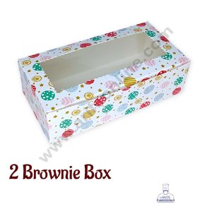 CAKE DECORβ’ Christmas Theme 2 Cavity Brownie Boxes with Clear Window , Brownie Carriers β Christmas Theme 7 ( 10 Pcs Pack )