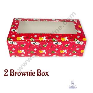 CAKE DECORβ’ Christmas Theme 2 Cavity Brownie Boxes with Clear Window , Brownie Carriers β Christmas Theme 8 ( 10 Pcs Pack )