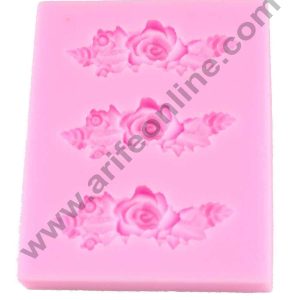 Cake Decor Silicon 3 Cavity Rose Border Silicone Fondant Mould Marzipan Mould