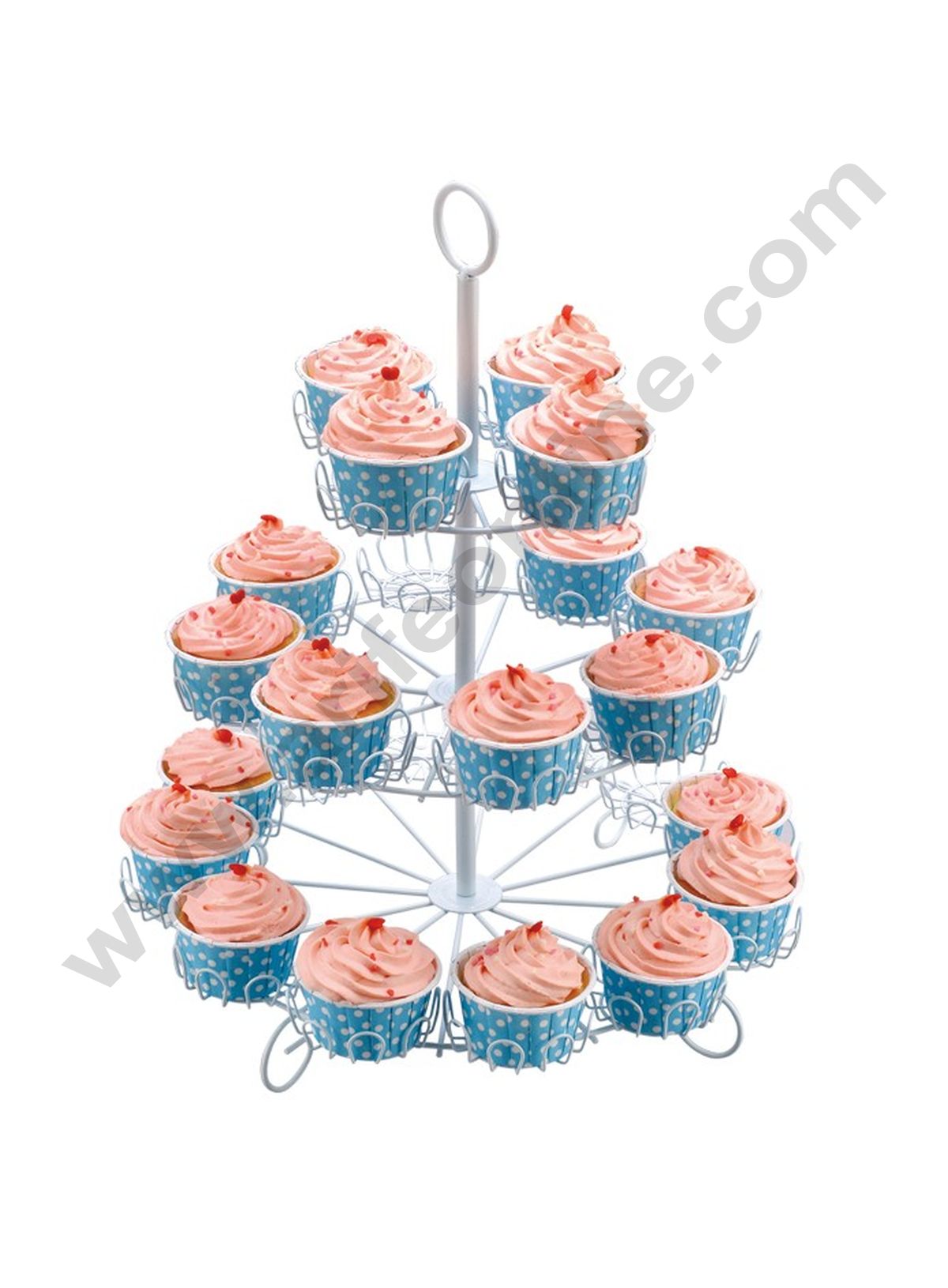 Cake Decor 3 Tier Metal Cupcake Stand Tower Holder for Birthday for 24 Cupcakes (White)