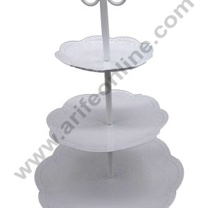 Cake Decor 3 tier Metal Plates Cupcake Stand, Fruit Basket & Dessert Stand, White
