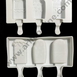 Cake Decor 3 Cavity White Bubbles and Hearts Classic Silicone Cakesicle Mold Popsicle Easy Ice Cream Bar Mold