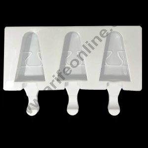Cake Decor 3 Cavity White Triangle Silicone Cakesicle Mold Popsicle Easy Ice Cream Bar Mold