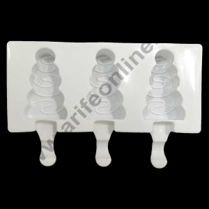 Cake Decor 3 Cavity White Wave Triangle Silicone Cakesicle Mold Popsicle Easy Ice Cream Bar Mold