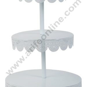 Cake Decor 3 tier Metal Plates Cup Cake Stand & Dessert Stand, White