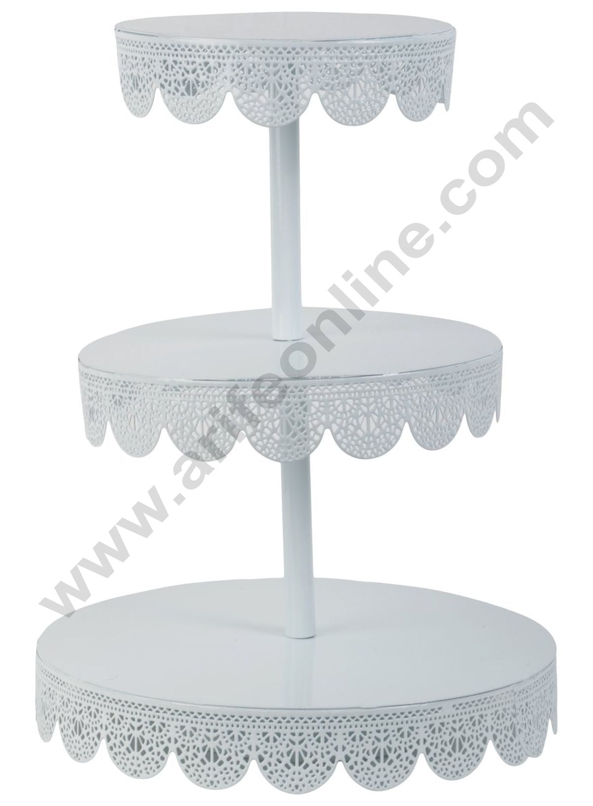 Cake Decor 3 tier Metal Plates Cup Cake Stand & Dessert Stand, White