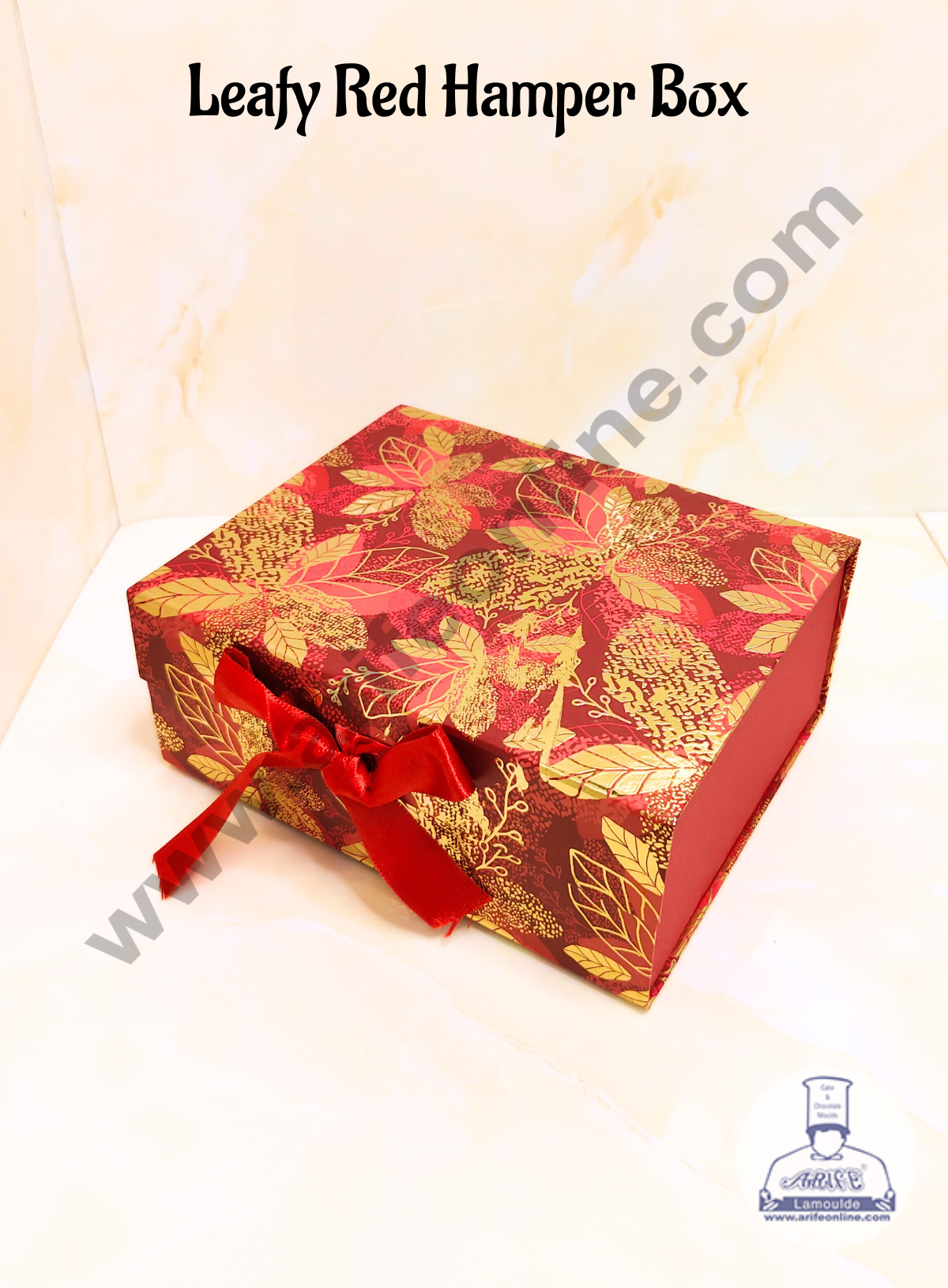 CAKE DECOR™ Leafy Red Color Folding Hard Hamper Box | Gift Box | Present Box - 1 Pc
