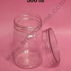 CAKE DECOR™ 1 Piece Tall Plastic Transparent Cookies Jar With Clear Cap  - 300 ml