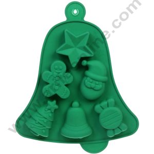 CAKE DECORβ’ 6-Cavity Christmas Character Jumbo Bell-Shaped Silicone Chocolate Mold-G411