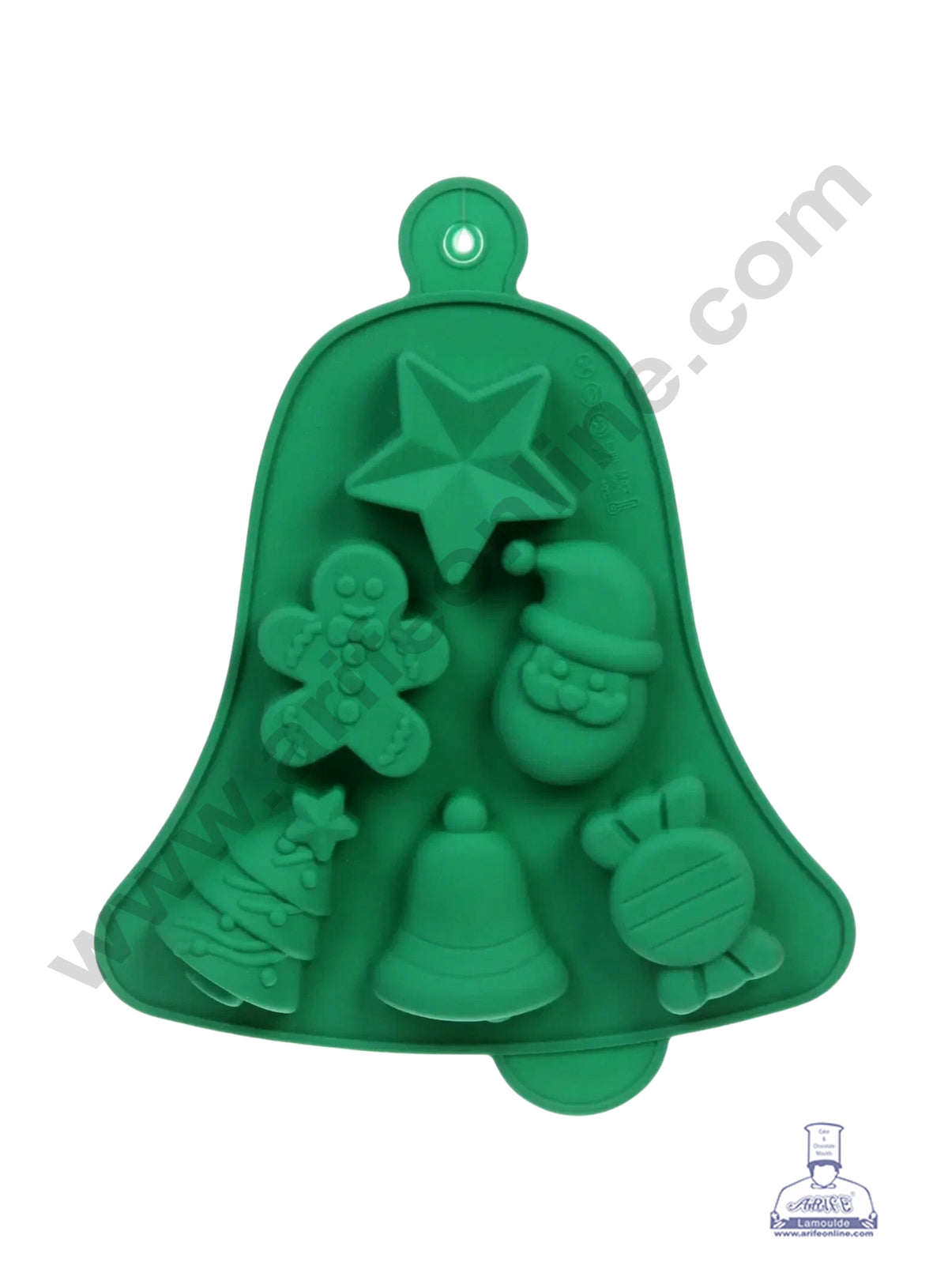 CAKE DECOR™ 6-Cavity Christmas Character Jumbo Bell-Shaped Silicone Chocolate Mold-G411