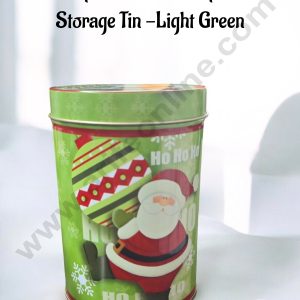 CAKE DECOR™ Medium Cylindrical Holiday Christmas Storage Tin -Light Green │Height: 13 cm x Diameter: 8.5 cm │