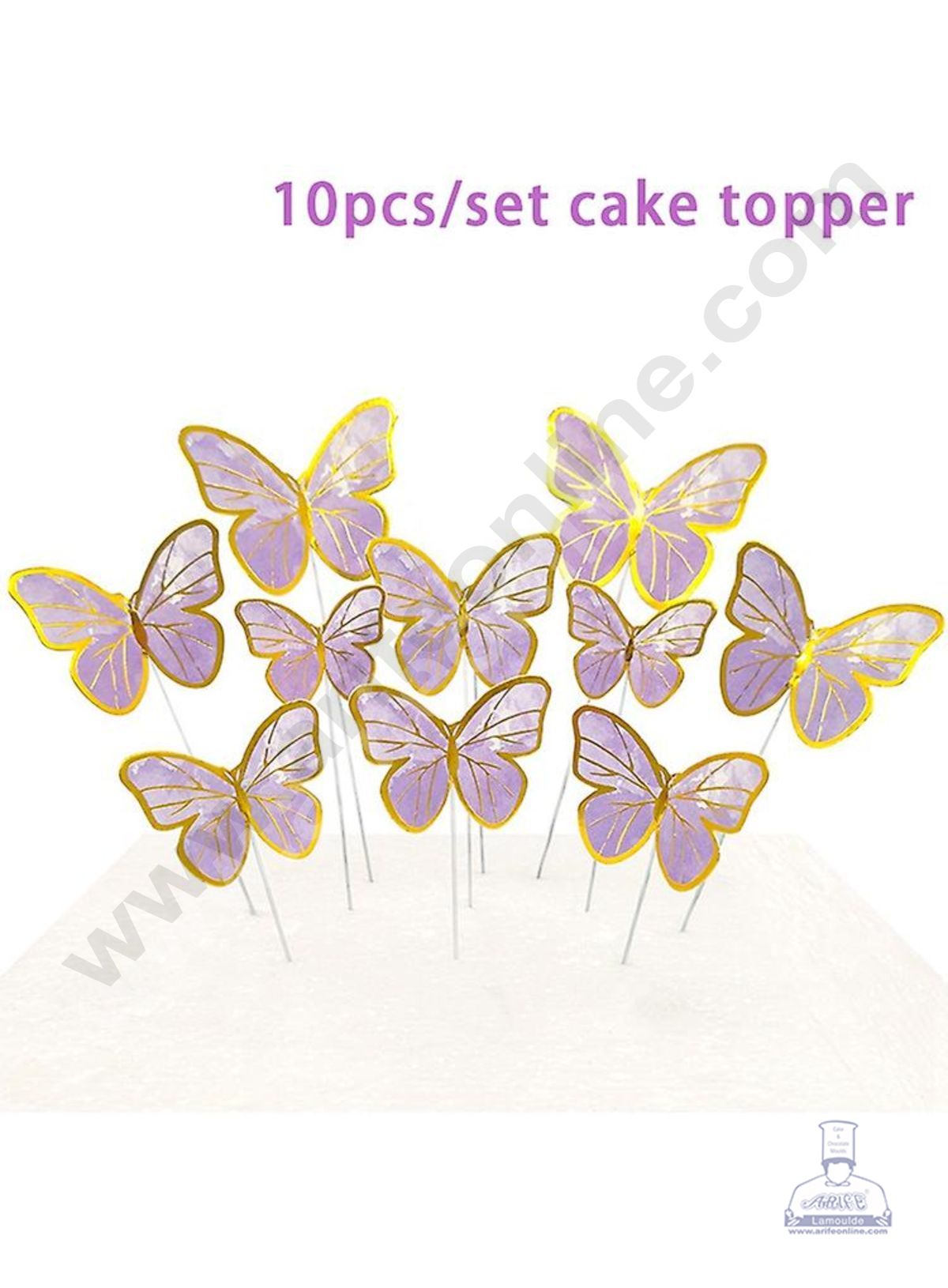 CAKE DECOR™ Imported Purple Butterfly With Stick Paper Topper for Cake & Cupcake Decoration (SBMT-PT-IMP-015)