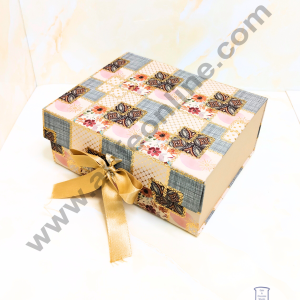 CAKE DECORβ’ Beige Floral Folding Hard Hamper Box | Gift Box | Present Box - 1 Pc