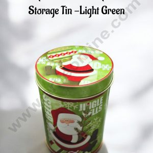 CAKE DECOR™ Small Cylindrical Holiday Christmas Storage Tin -Light Green │Diameter: 7 cm x Height: 11 cm│