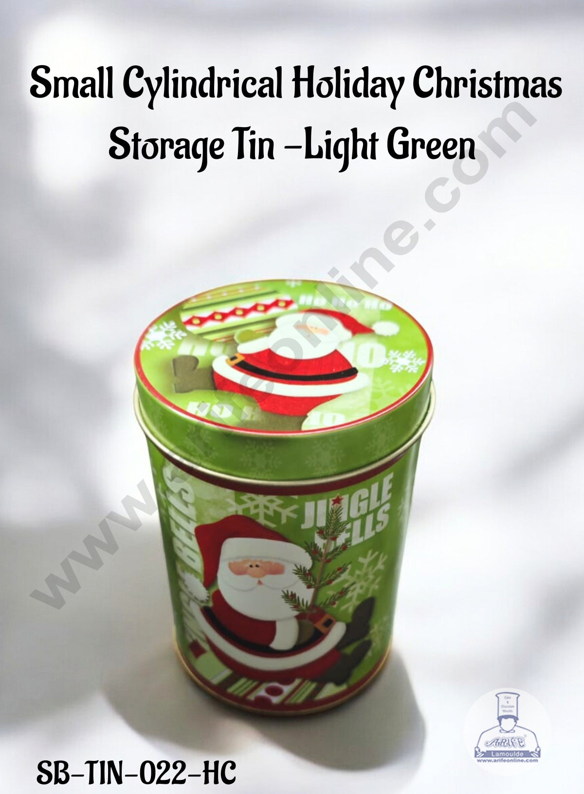 CAKE DECOR™ Small Cylindrical Holiday Christmas Storage Tin -Light Green │Diameter: 7 cm x Height: 11 cm│