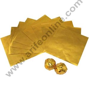 CAKE DECOR™ 8x8 cm Plain Golden Aluminum Cut Foil Wrappers – Pack of 200