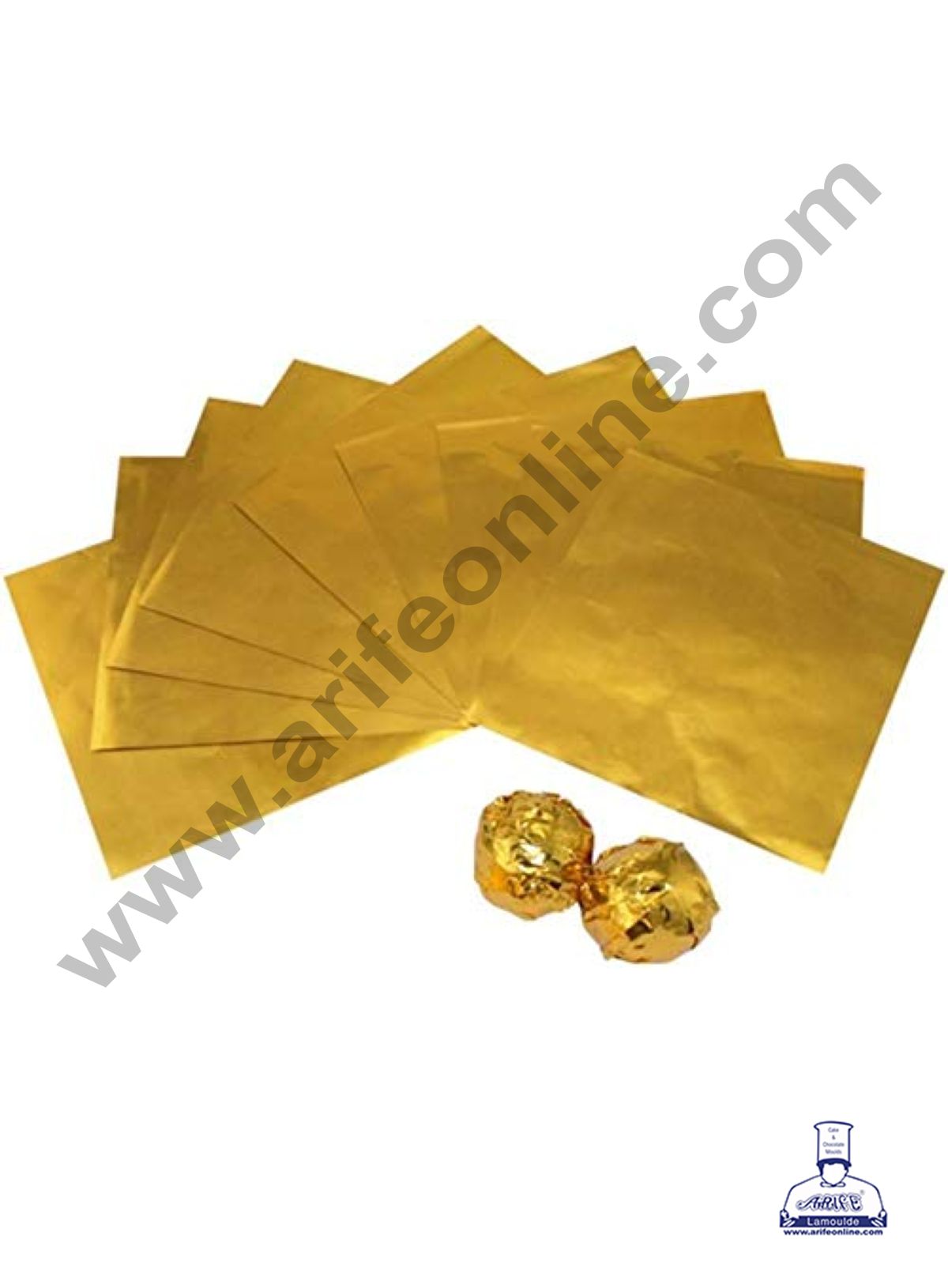 CAKE DECORβ’ 8x8 cm Plain Golden Aluminum Cut Foil Wrappers β Pack of 200
