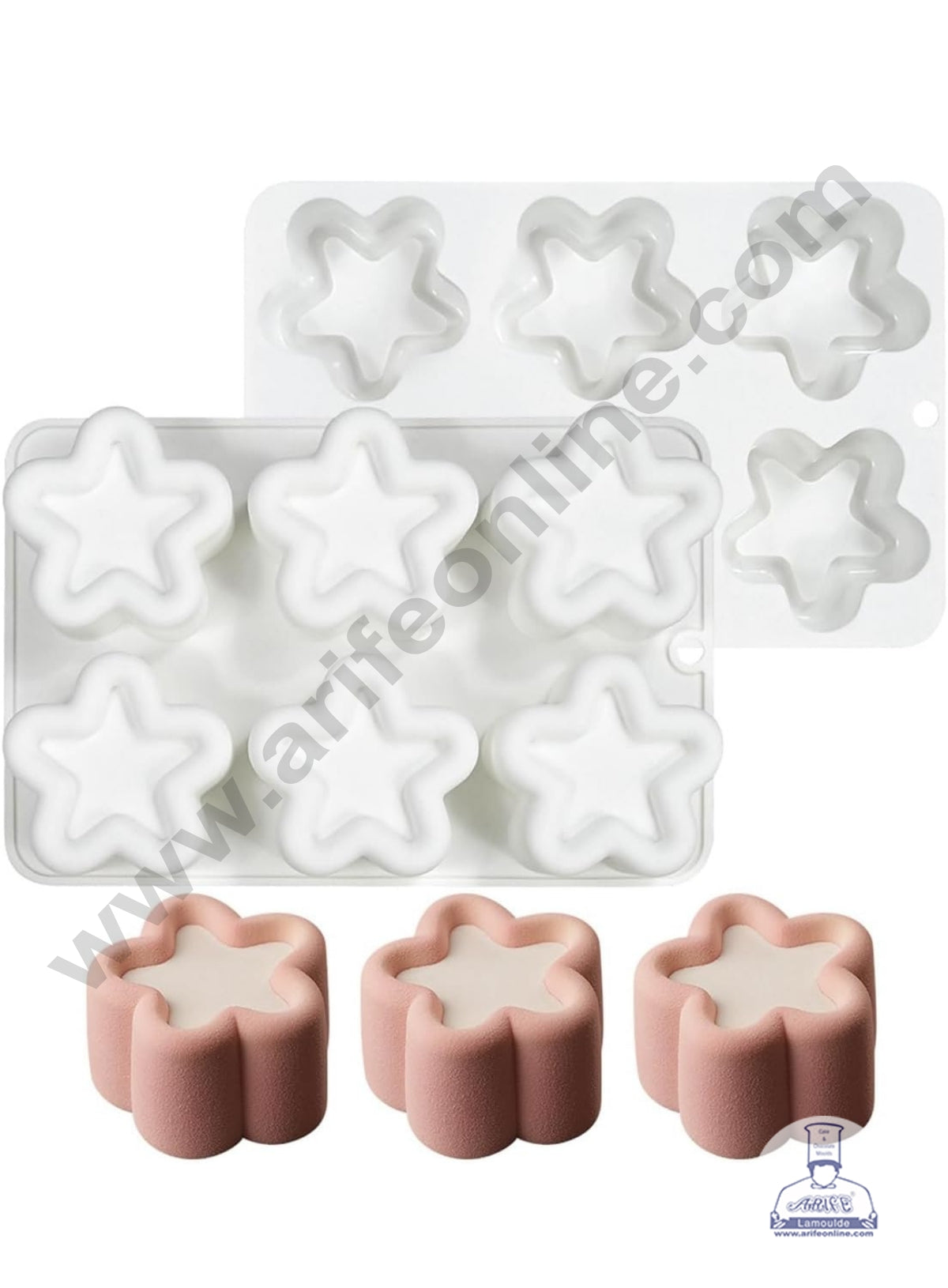 CAKE DECORβ’ 6-Cavity 3D Flower Star Silicone Chocolate Mold - G436