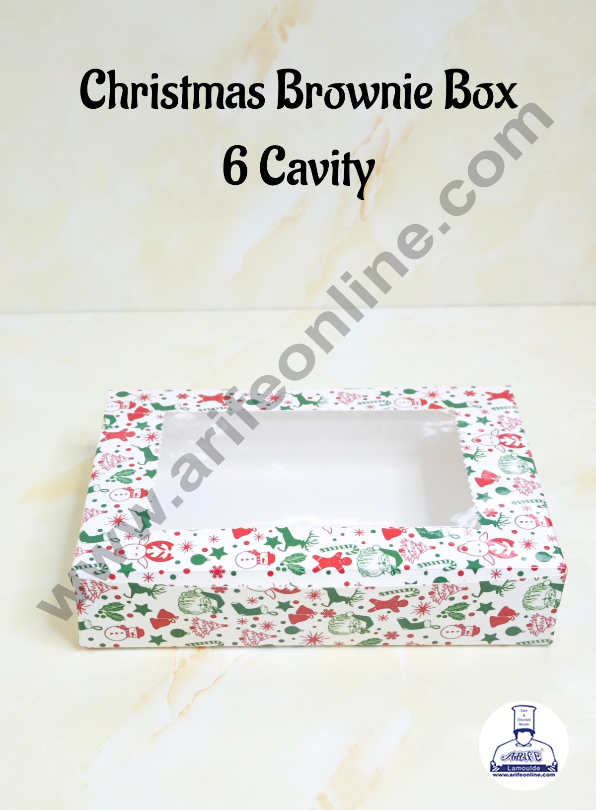 CAKE DECORβ’ White color Christmas Theme 6 Cavity Brownie Boxes with Clear Window , Brownie Carriers β Christmas Theme ( 10 Pcs Pack )